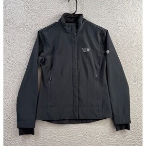 Mountain Hardwear Jacket Womens Small Black Softshell Fleece Lined Full Zip Mock